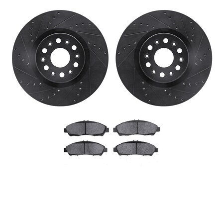 Dynamic Friction Co 8502-46057, Rotors-Drilled and Slotted-Black with 5000 Advanced Brake Pads, Zinc Coated 8502-46057
